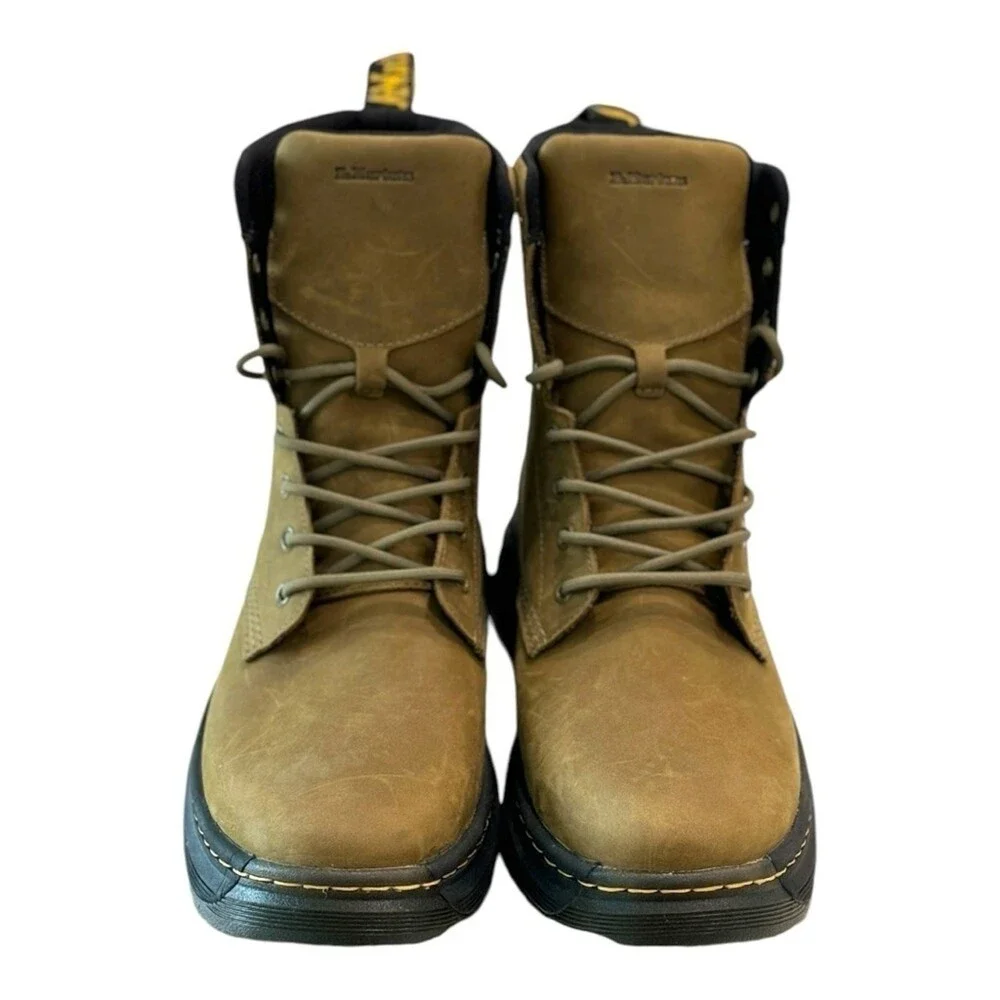 Dr. Martens Crewson Olive Green Crazy Horse Leather Combat Boots Mens Size 12